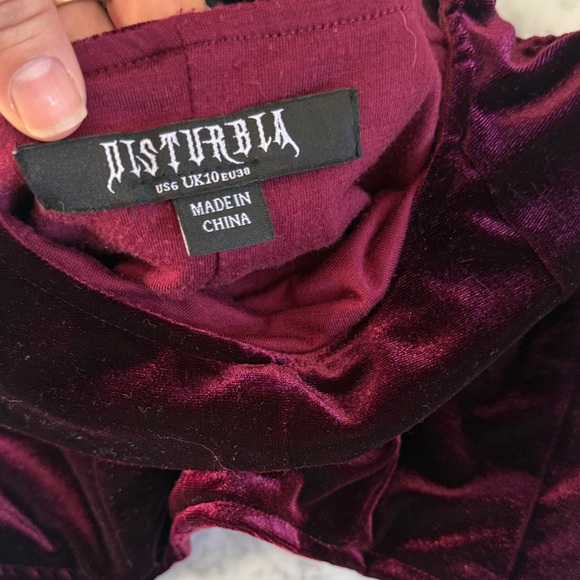 Disturbia Lisette Velour Tie Strap Corset Top - Wine Sz 6 - Picture 5 of 9